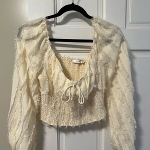 Elegant Cream Textured Women's Top
